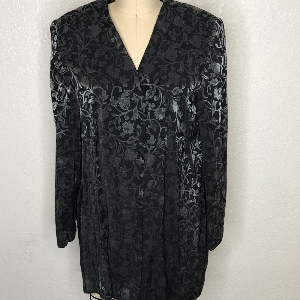 Vintage Leslie Fay Open Metallic Floral Jacket